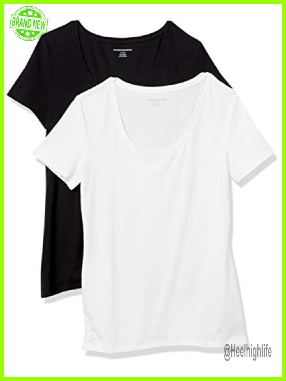 Women's Regular Fit Cotton Modal Scoop Neck Short Sleeve T-Shirt 2 Pack